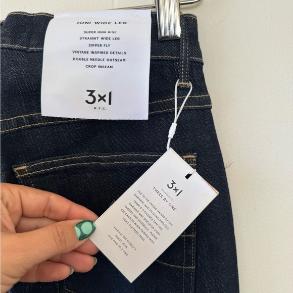 3X1 NYC Joni Straight Wide Leg Dark Wash High Rise Jeans 4W 24 Three By One - Picture 5 of 8